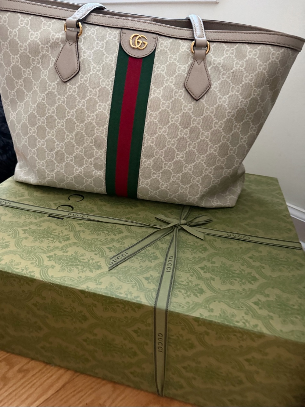 Gucci Ophidia large ivory logo purse handbag - with Dust bag tote, box and tags